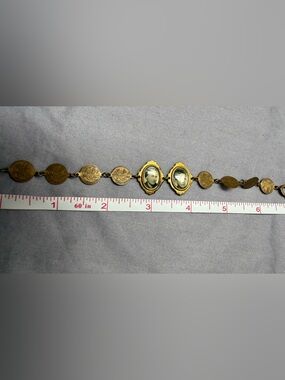 Vintage Gold-Tone Photo Locket Bracelet with Black & White Portraits